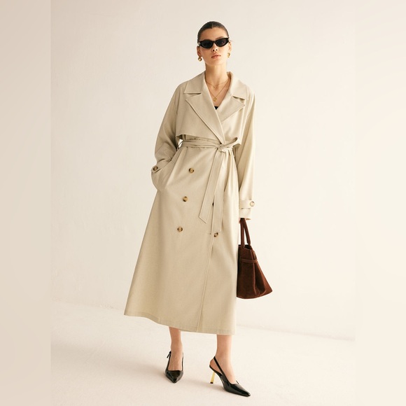 COMMENSE Elegant Trench Coat with Belt NWT Medium Oversized can fit a L or XL - Picture 1 of 14